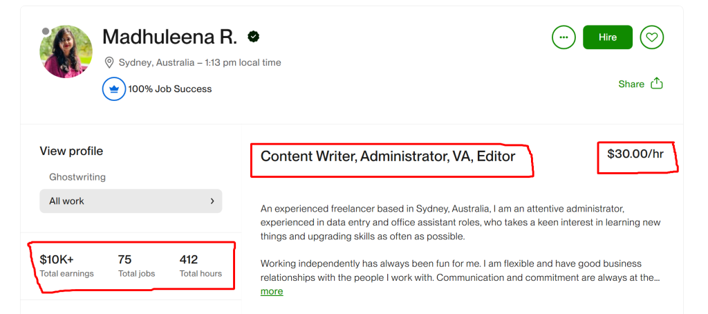 Editor Profile Upwork
