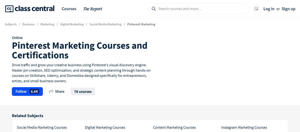 Class Central’s Pinterest Marketing Courses